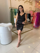 Vestido Acetinado Curto Alice Andrade