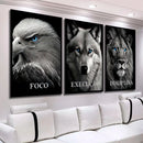 Quadro Decorativo 3 Peças Leão Águia Lobo