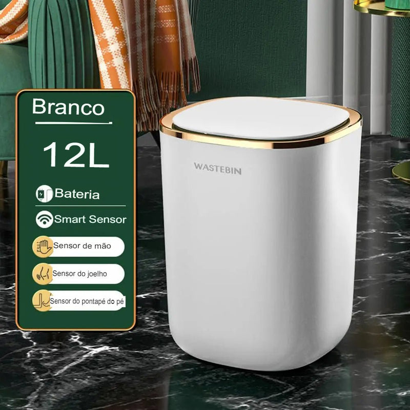 Lixeira Inteligente para Banheiro e Cozinha Automática Colorida 12 Litros